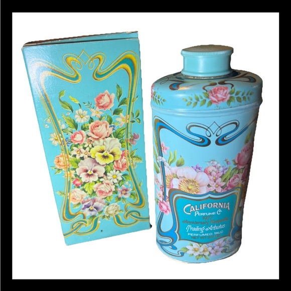 Vintage Avon California Perfume Co. 1976 Perfume Bottle & 1977 Talc Tin EMPTY - Picture 2 of 9